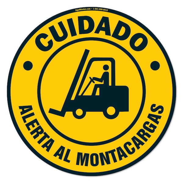 Cuidado Alerta Al Montacargas 16in Non-Slip Floor Marker, 12PK, 16 in L, 16 in H, 2-C-16-12PK-99954